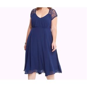 Torrid Navy Lace Chiffon Midi Dress